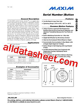 DS1990A Datasheet and Product Info 